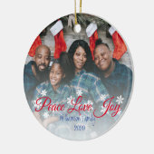Kerst Familie Foto Vrede Liefde Vreugde Keramisch Ornament (Links)