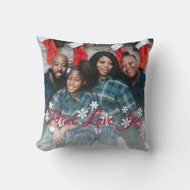 Kerst Familie Foto Vrede Liefde Vreugde Kussen (Voorkant)