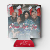 Kerst Familie Foto Vrede Liefde Vreugde Modern Blikjeskoeler (Achterkant)