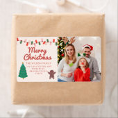 Kerst Familie Foto Vrolijk Kerstmis Adres Etiket (Insitu)