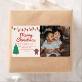 Kerst Familie Foto Vrolijk Kerstmis Adres Etiket (Insitu)