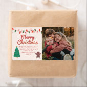 Kerst Familie Foto Vrolijk Kerstmis Adreslabel Etiket (Insitu)