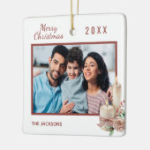 Kerst familie foto wit rood decor keramisch ornament (Links)