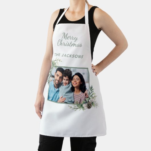 Kerst familie foto witte dennenappel dennenboom na schort (Insitu)