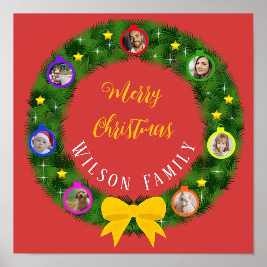 Kerst Familie Foto's Lamp Mistletoe Poster (Voorkant)