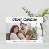 Kerst familie fotoscript modern groen feestdagenkaart (Staand voorkant)