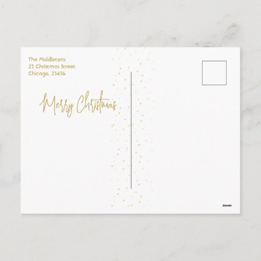 Kerst Familie Goud Zwart Vakantie Feestdagenkaart (Achterkant)