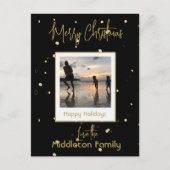 Kerst Familie Goud Zwart Vakantie Feestdagenkaart (Voorkant)