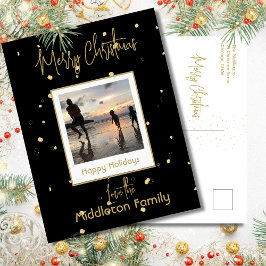 Kerst Familie Goud Zwart Vakantie Feestdagenkaart