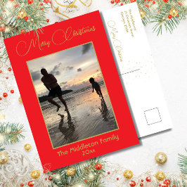 Kerst Familie Gouden Rode Vakantie Feestdagenkaart
