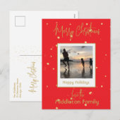 Kerst Familie Gouden Rode Vakantie Feestdagenkaart (Voorkant / Achterkant)