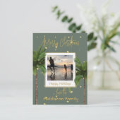 Kerst Familie Groen Goud Tropische Vakantie Feestdagenkaart (Staand voorkant)