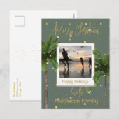 Kerst Familie Groen Goud Tropische Vakantie Feestdagenkaart (Voorkant / Achterkant)