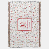 Kerst Familie Initiële Monogram Deken (Voorkant Verticaal)