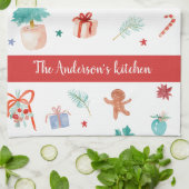 Kerst Familie Keuken Custom decor Theedoek (Gevouwen)
