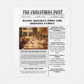 Kerst familie krant + jaar in de Review foto Fleece Deken (Voorkant)