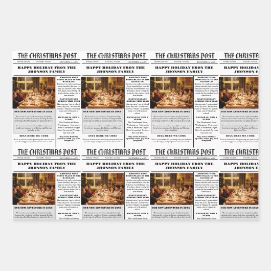 Kerst familie krant + jaar in de Review foto Inpakpapier Vel (Voorkant 3)