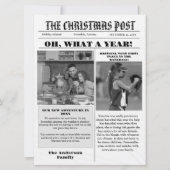 Kerst familie krant + jaar in de Review foto Kaart (Voorkant)