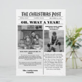 Kerst familie krant + jaar in de Review foto Kaart (Staand voorkant)