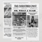 Kerst familie krant + jaar in de Review foto Kaart (Voorkant / Achterkant)