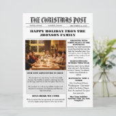 Kerst familie krant + jaar in de Review foto Kaart (Staand voorkant)