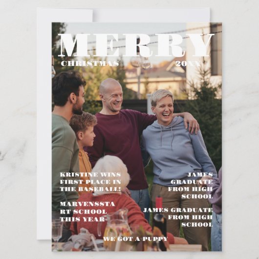 Kerst familie krant + jaar in de Review foto Kaart (Voorkant)