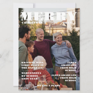 Kerst familie krant + jaar in de Review foto Kaart