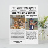 Kerst familie krant + jaar in de Review foto Kaart (Staand voorkant)