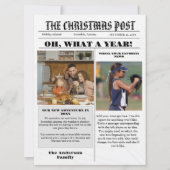 Kerst familie krant + jaar in de Review foto Kaart (Voorkant)