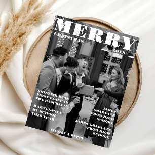 Kerst familie krant + jaar in de Review foto Kaart