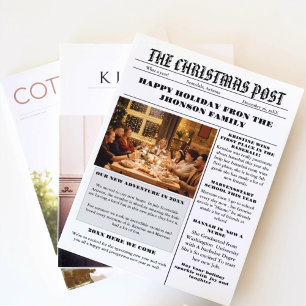 Kerst familie krant + jaar in de Review foto Kaart