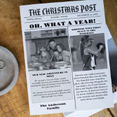 Kerst familie krant + jaar in de Review foto Kaart