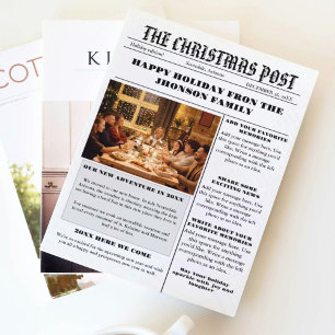 Kerst familie krant + jaar in de Review foto Kaart