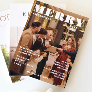 Kerst familie krant + jaar in de Review foto Kaart