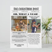 Kerst familie krant + jaar in de Review foto Kaart (Staand voorkant)