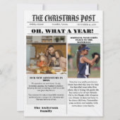 Kerst familie krant + jaar in de Review foto Kaart (Voorkant)