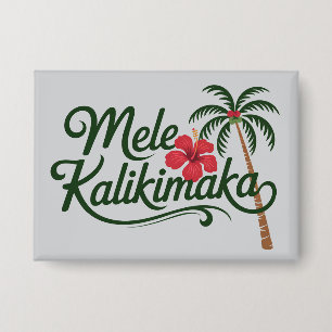 Kerst Familie Mele Kalikimaka Hawaï Strand Button