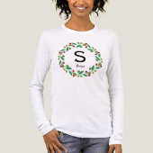 Kerst Familie Monogram initiaal lange mouw Tri-Blend Shirt (Voorkant volledig)