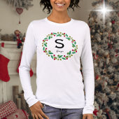 Kerst Familie Monogram initiaal lange mouw Tri-Blend Shirt