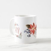 Kerst Familie Monogram Waterverf Floral Koffiemok (Voorkant links)
