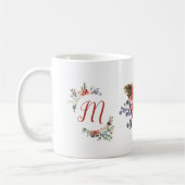 Kerst Familie Monogram Waterverf Floral Koffiemok (Links)