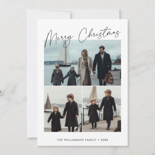 Kerst Familie Nautisch Strand Maritieme Foto Feestdagenkaart (Voorkant)