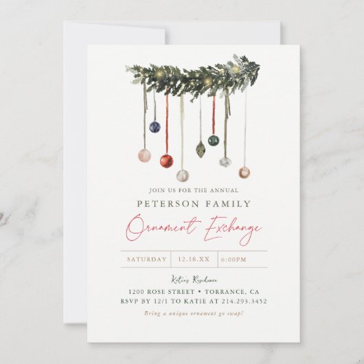 Kerst Familie Ornamenten Uitwisseling Feest Kaart (Voorkant)