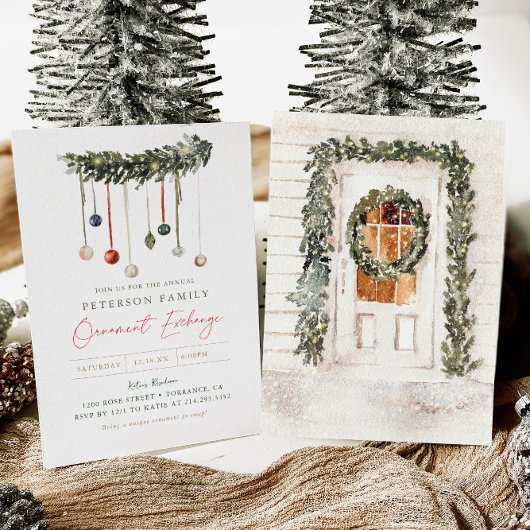 Kerst Familie Ornamenten Uitwisseling Feest Kaart