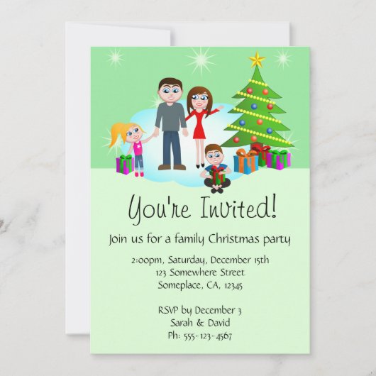 Kerst Familie Party Uitnodigingen (Voorkant)