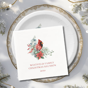 Kerst familie reünie rode kardinaal papier servet