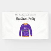 Kerst familiefeest lelijke trui blauw wit spandoek (Horizontaal)