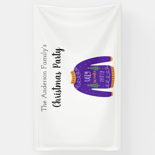 Kerst familiefeest lelijke trui blauw wit spandoek (Verticaal)