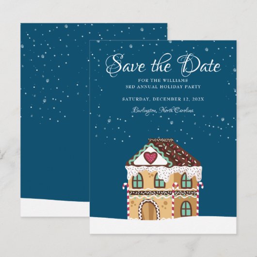 Kerst Familiefeest Save the Date Gemberkoek Aankondigingskaart (Voorkant / Achterkant)