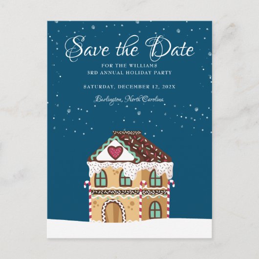 Kerst Familiefeest Save the Date Gemberkoek Aankondigingskaart (Voorkant)